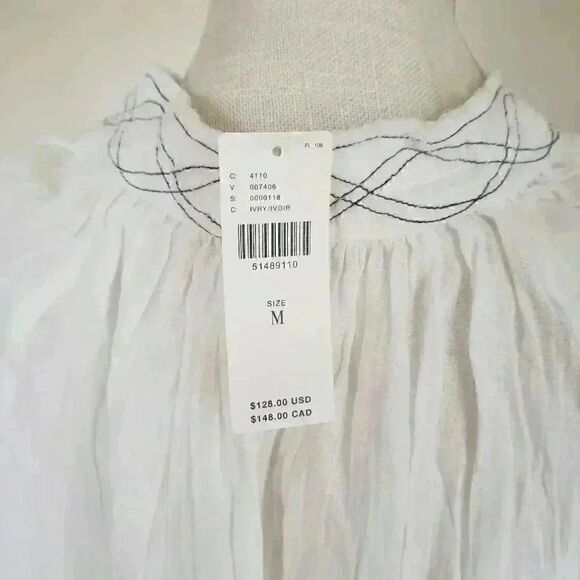 Velvet By Graham & Spencer For Anthropologie White Tie Front Blouse Size Medium - Picture 7 of 8